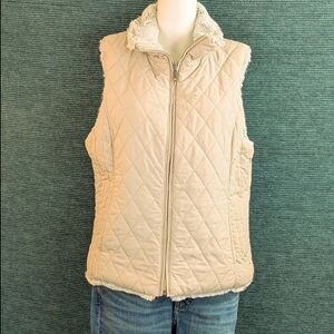 Ultra Soft Faux Fur Lining! Reversible Quilted Vest Weatherproof 1948